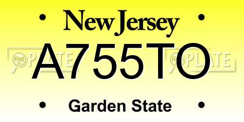A755TO New Jersey License Plate