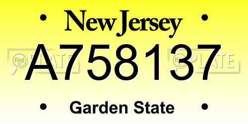 A758137 New Jersey License Plate