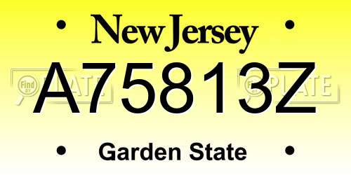 A75813Z New Jersey License Plate
