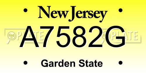 A7582G New Jersey License Plate