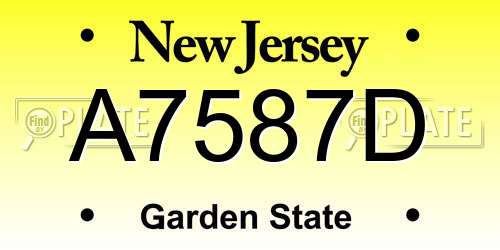 A7587D New Jersey License Plate