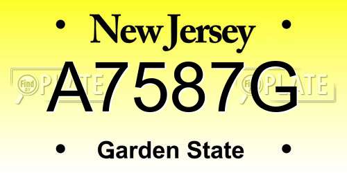 A7587G New Jersey License Plate