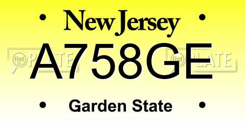 A758GE New Jersey License Plate