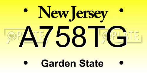 A758TG New Jersey License Plate