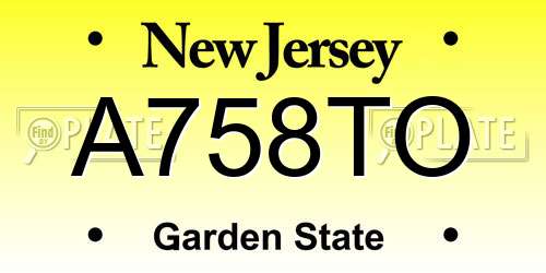 A758TO New Jersey License Plate