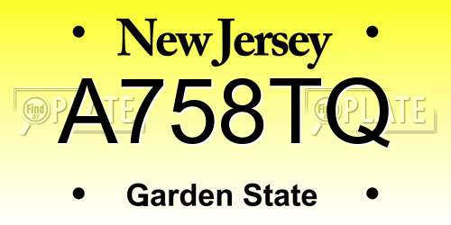 A758TQ New Jersey License Plate