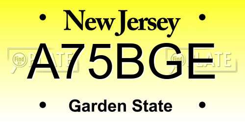 A75BGE New Jersey License Plate