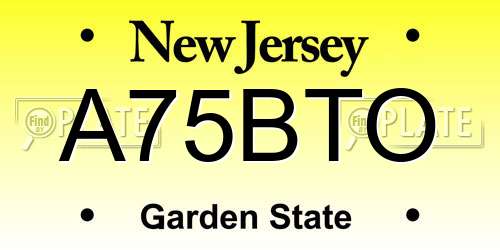 A75BTO New Jersey License Plate