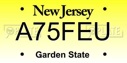A75FEU New Jersey License Plate