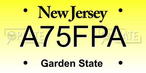A75FPA New Jersey License Plate