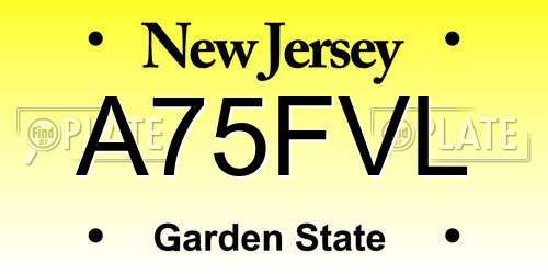 A75FVL New Jersey License Plate