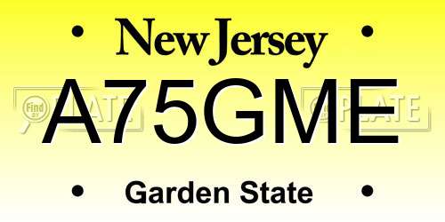 A75GME New Jersey License Plate
