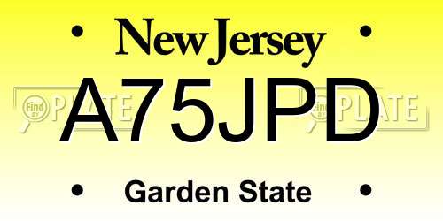 A75JPD New Jersey License Plate