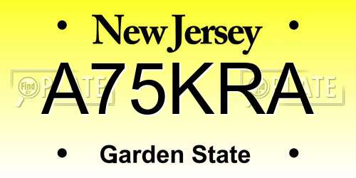 A75KRA New Jersey License Plate