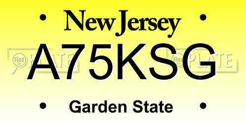 A75KSG New Jersey License Plate
