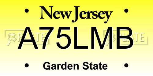 A75LMB New Jersey License Plate