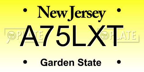 A75LXT New Jersey License Plate