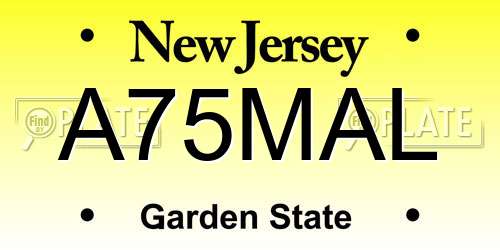 A75MAL New Jersey License Plate
