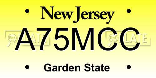 A75MCC New Jersey License Plate