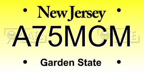 A75MCM New Jersey License Plate