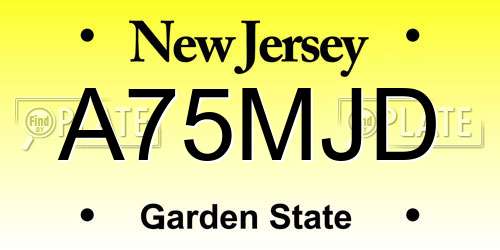A75MJD New Jersey License Plate