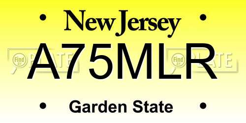 A75MLR New Jersey License Plate