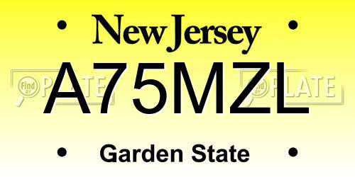 A75MZL New Jersey License Plate