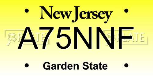 A75NNF New Jersey License Plate