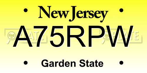 A75RPW New Jersey License Plate