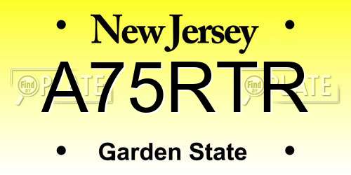A75RTR New Jersey License Plate