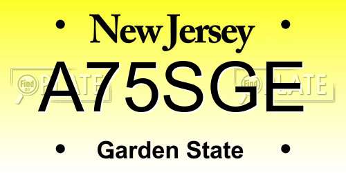 A75SGE New Jersey License Plate