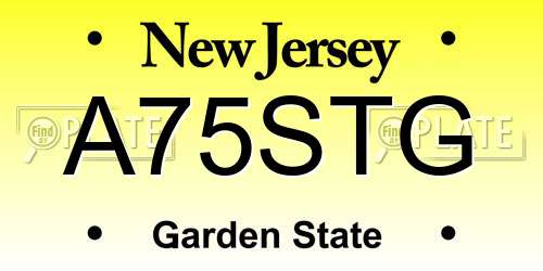 A75STG New Jersey License Plate