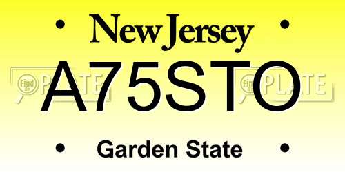A75STO New Jersey License Plate