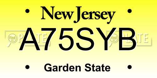 A75SYB New Jersey License Plate