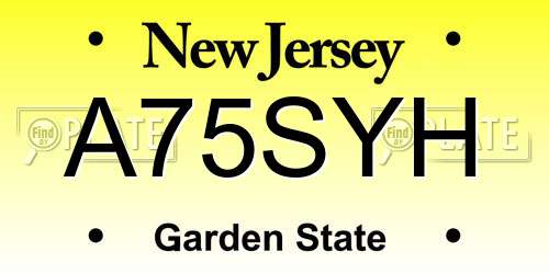 A75SYH New Jersey License Plate