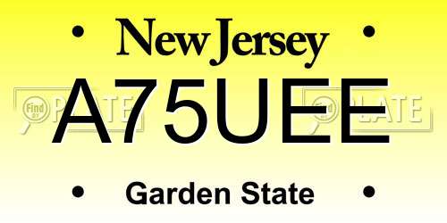 A75UEE New Jersey License Plate