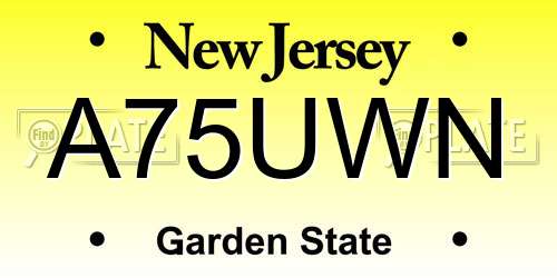 A75UWN New Jersey License Plate
