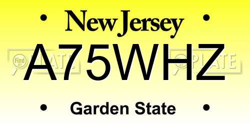 A75WHZ New Jersey License Plate
