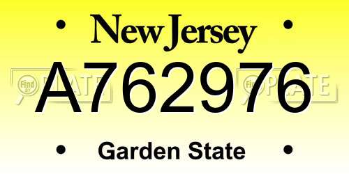 A762976 New Jersey License Plate