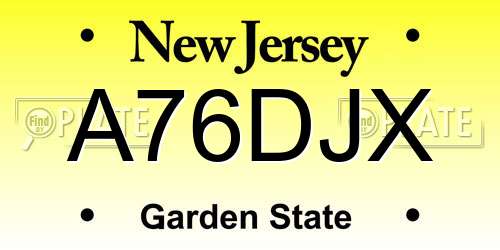 A76DJX New Jersey License Plate