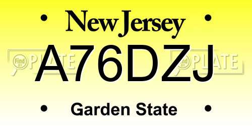 A76DZJ New Jersey License Plate