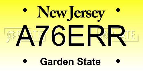 A76ERR New Jersey License Plate