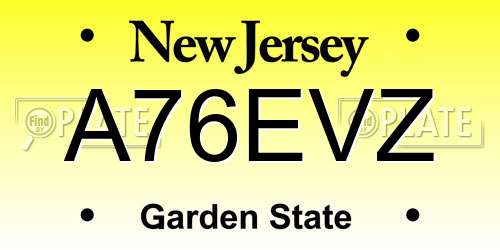A76EVZ New Jersey License Plate