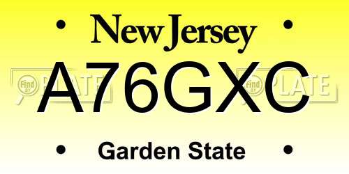 A76GXC New Jersey License Plate