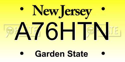 A76HTN New Jersey License Plate