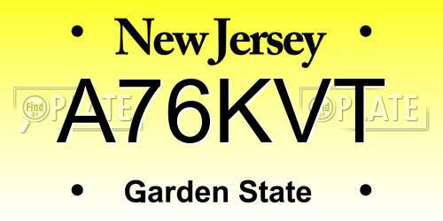 A76KVT New Jersey License Plate