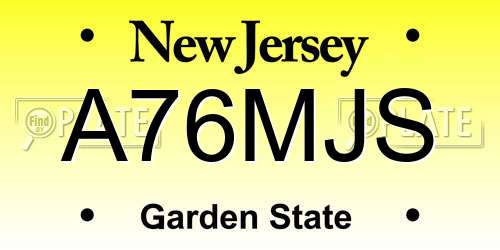 A76MJS New Jersey License Plate