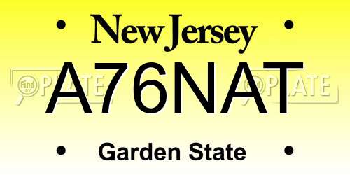 A76NAT New Jersey License Plate