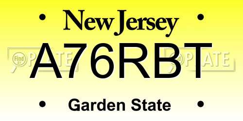 A76RBT New Jersey License Plate