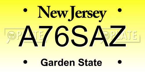 A76SAZ New Jersey License Plate